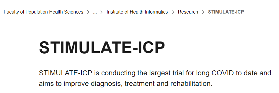 STIMULATE-ICP 正在進(jìn)行迄今為止規(guī)模最大的新冠后遺癥試驗(yàn)，旨在改善診斷、治療和康復(fù)
